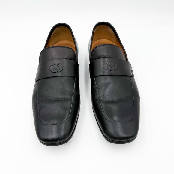 Gucci GG Monogram Black Leather Men’s Dress Loafers - Picture 2 of 10